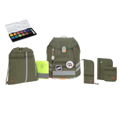 Lässig Schulranzen Set unique Olive Set 7 tlg