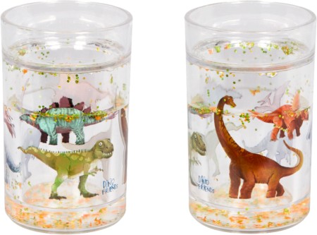 Spiegelburg Dino Friends Glitzerbecher Vordere und hintere Ansicht