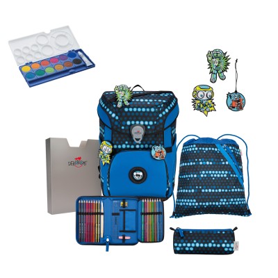 DerDieDas Schulranzen Easy mit Buttons Blue Robot