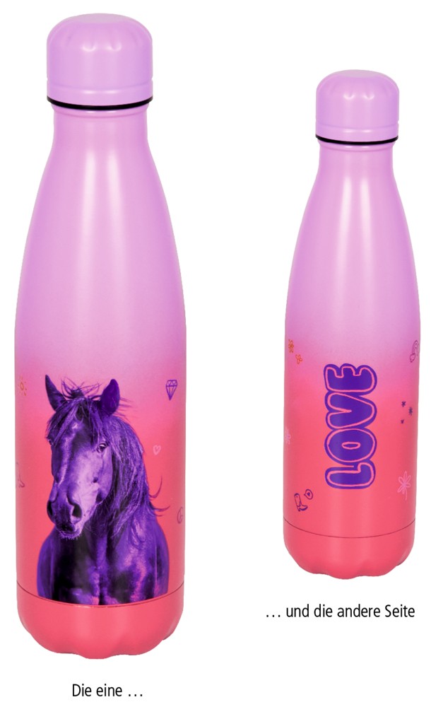 Isolierflasche i love horses Rückseite