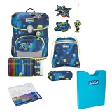 Scout Exklusiv Neo LED Planets Schulranzen Set 5tlg. + gratis Farbkasten